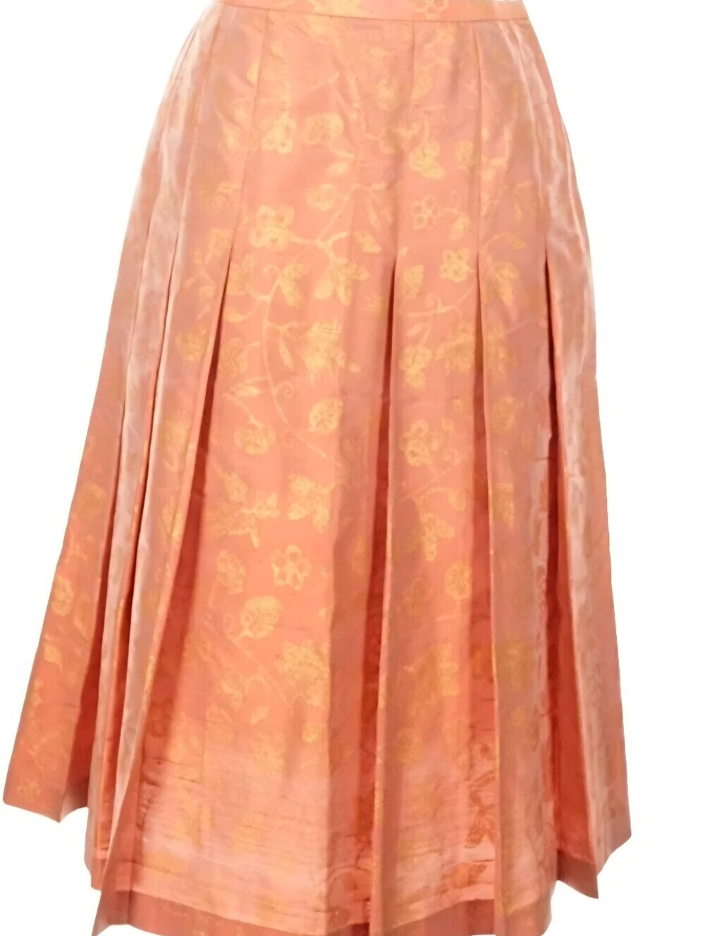 Lafayette 148 Pink Gold Silk-Blend Brocade Pleated A-Line Skirt - Size 8